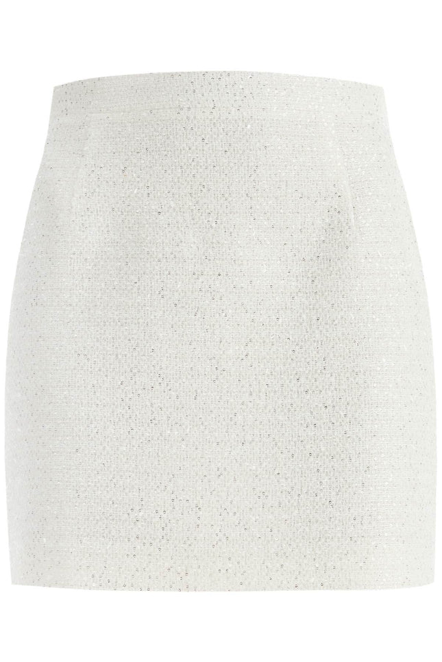 Alessandra Rich tweed mini skirt with sequins - White