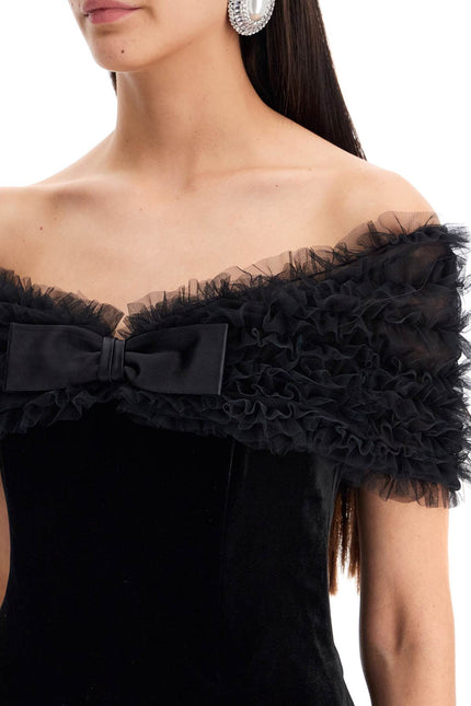 Alessandra Rich velvet off-shoulder mini dress - Black