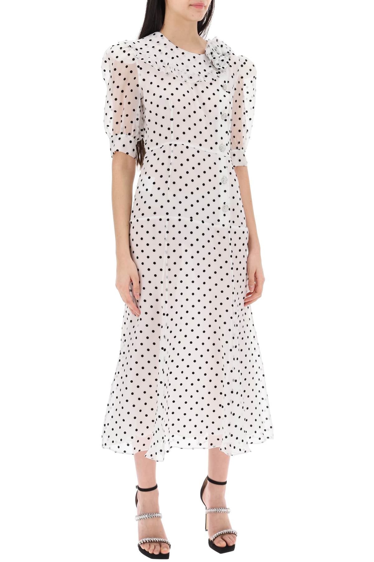 Alessandra rich "silk organza midi dress with polka-women > clothing > dresses > midi-Alessandra Rich-Urbanheer