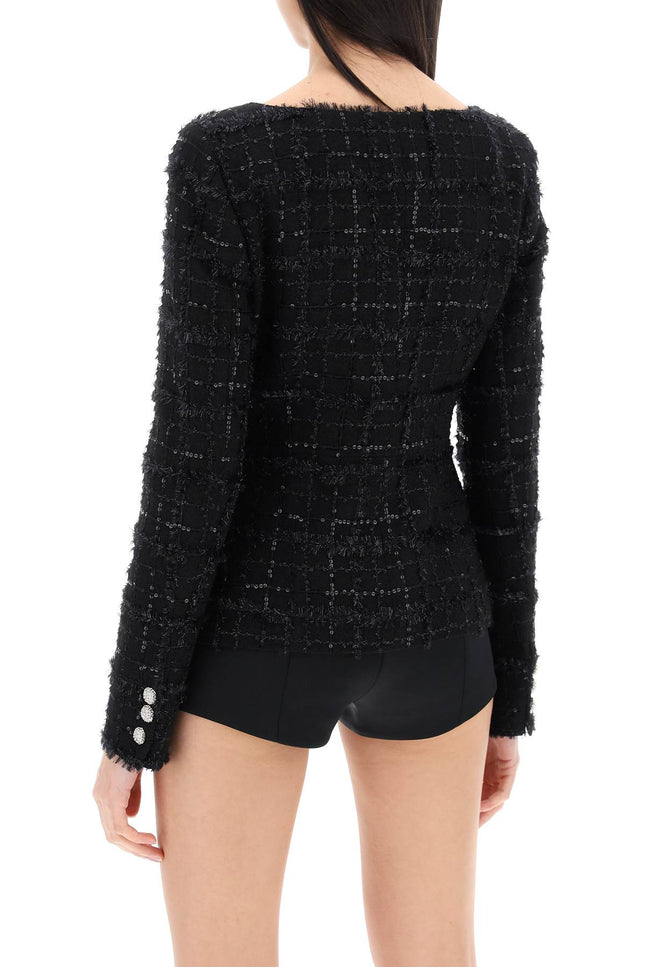 Alessandra rich tweed jacket with sequins embell-women > clothing > jackets > blazers and vests-Alessandra Rich-42-Black-Urbanheer