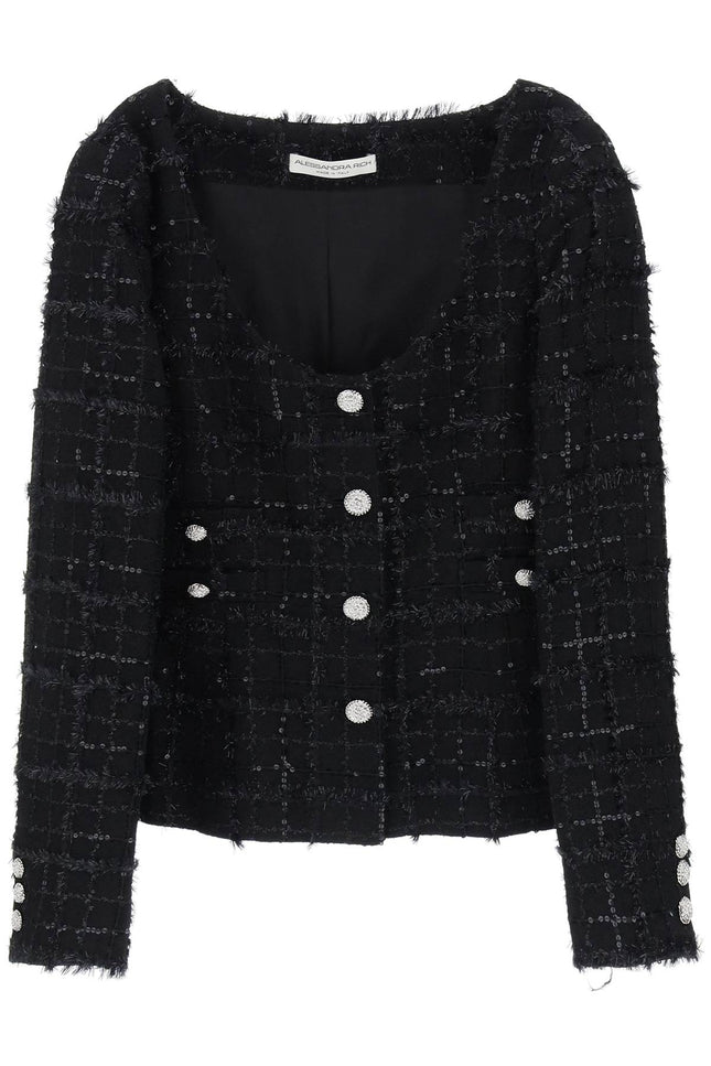 Alessandra rich tweed jacket with sequins embell-women > clothing > jackets > blazers and vests-Alessandra Rich-42-Black-Urbanheer