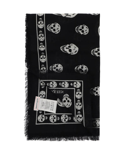 Alexander Mcqueen light wool skull scarf