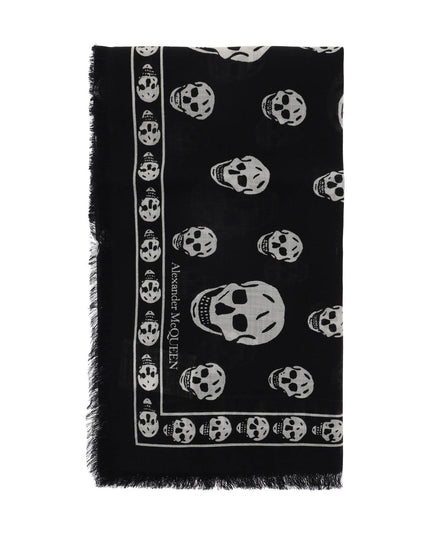 Alexander Mcqueen light wool skull scarf