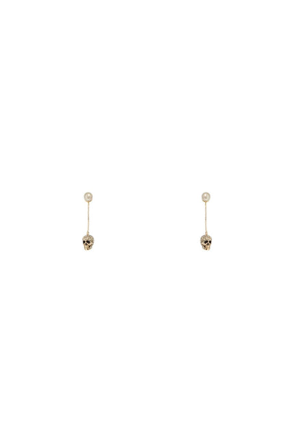 Alexander Mcqueen skull earrings with pavé and chain