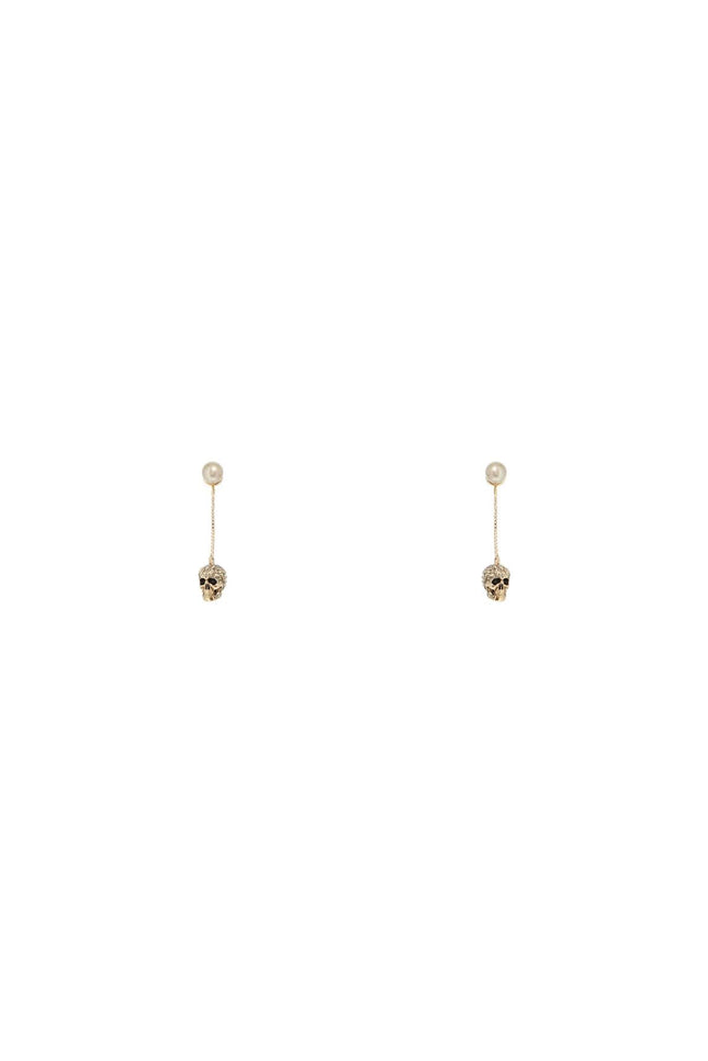 Alexander Mcqueen skull earrings with pavé and chain