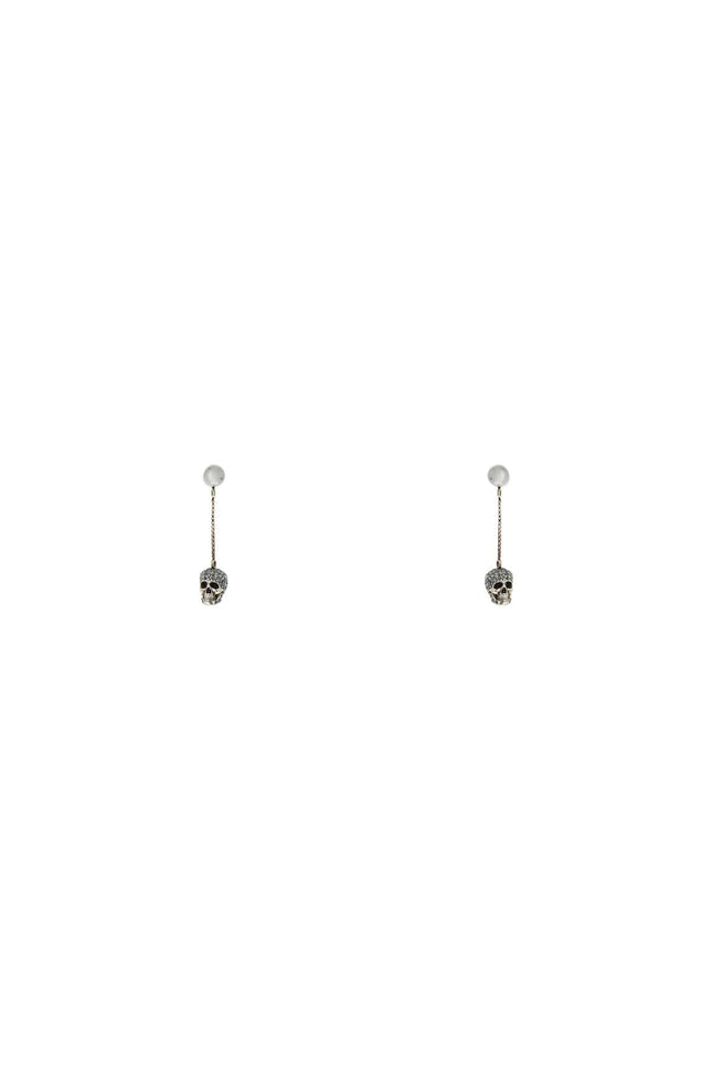 Alexander Mcqueen skull earrings with pavé and chain