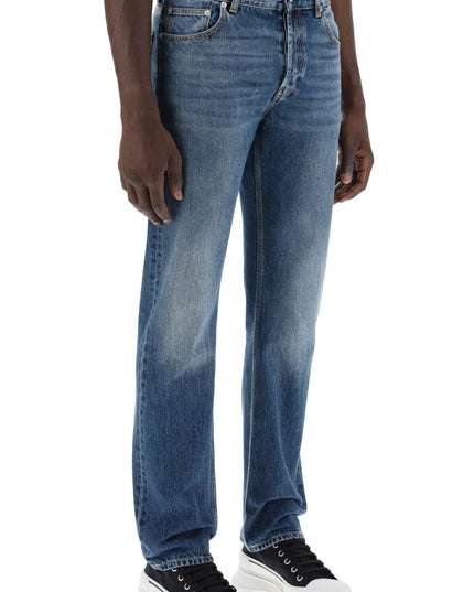 Alexander Mcqueen straight leg jeans with faux pocket on the back.