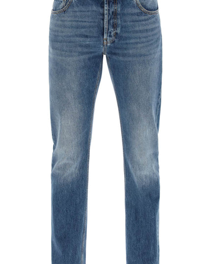 Alexander Mcqueen straight leg jeans with faux pocket on the back.