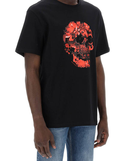 Alexander Mcqueen wax flower skull printed t-shirt