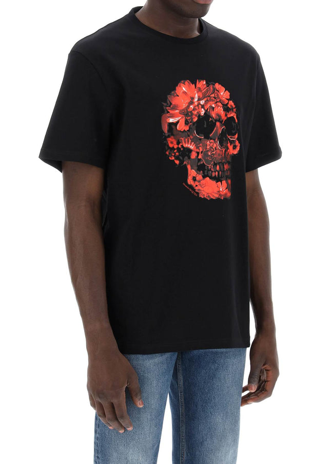 Alexander Mcqueen wax flower skull printed t-shirt