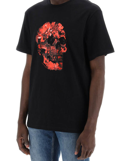 Alexander Mcqueen wax flower skull printed t-shirt