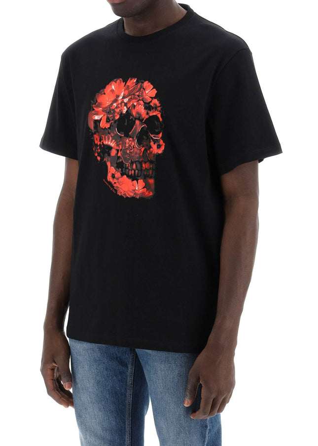 Alexander Mcqueen wax flower skull printed t-shirt