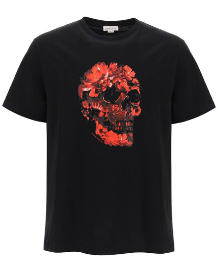 Alexander Mcqueen wax flower skull printed t-shirt