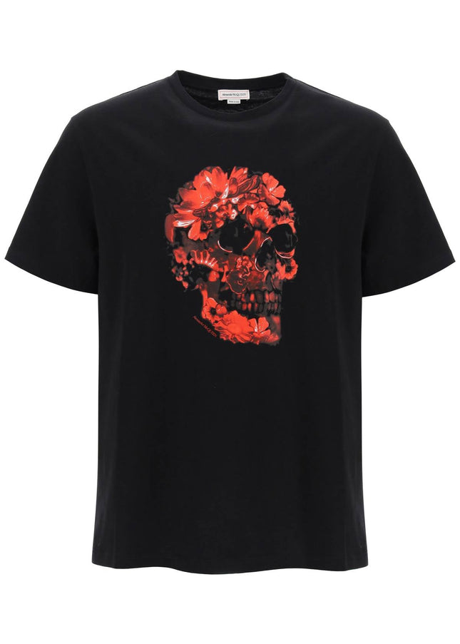 Alexander Mcqueen wax flower skull printed t-shirt