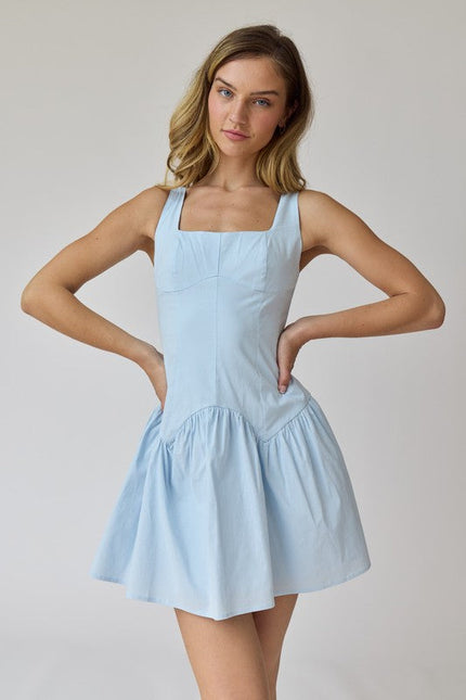 Alice Square Neck Mini Dress Blue-Dress-Papermoon-S-Urbanheer