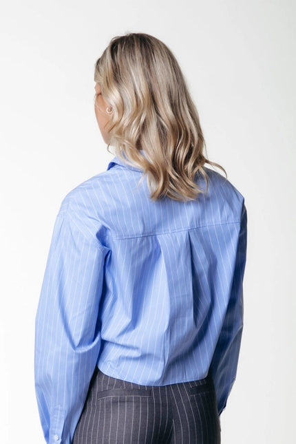 Aliya Striped Boxy Blouse | Blue