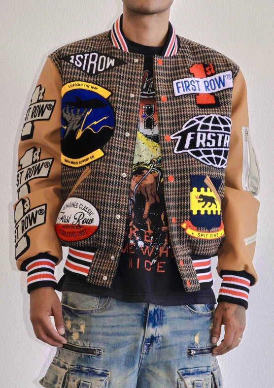 All Over Logo Multi Patches Varsity Jacket