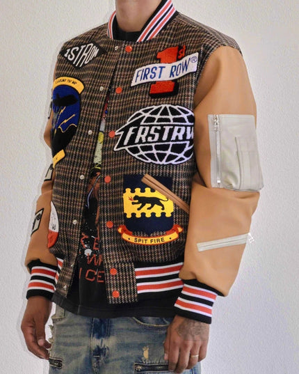 All Over Logo Multi Patches Varsity Jacket