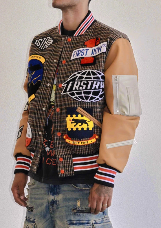 All Over Logo Multi Patches Varsity Jacket