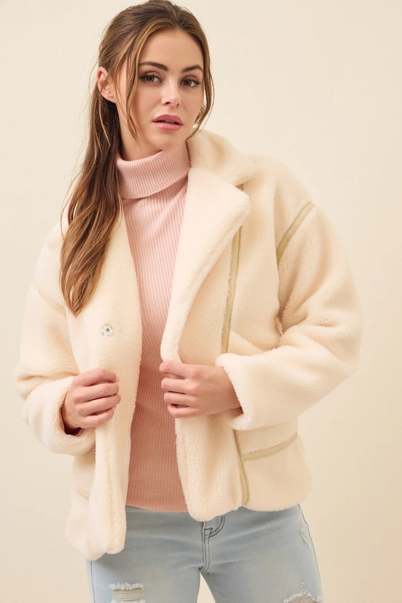 All She Needs Cozy Sherpa Jacket CREAM