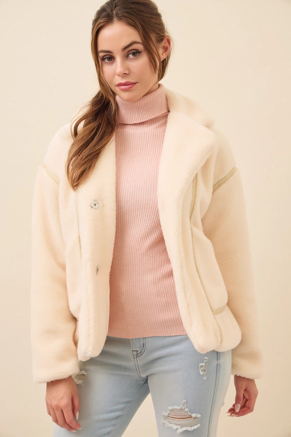 All She Needs Cozy Sherpa Jacket CREAM