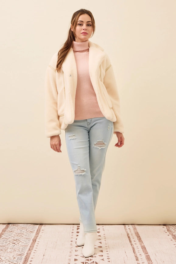 All She Needs Cozy Sherpa Jacket CREAM