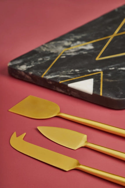 Ambrosia Marble Serving Board with Knives