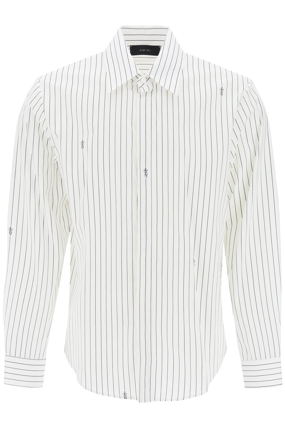 Amiri striped shirt with staggered logo-men > clothing > shirts-Amiri-Urbanheer