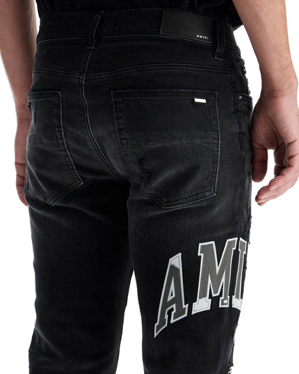 Amiri skinny jeans with varsity logo