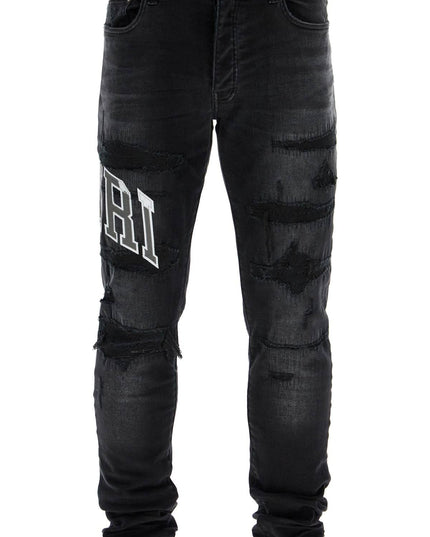 Amiri skinny jeans with varsity logo