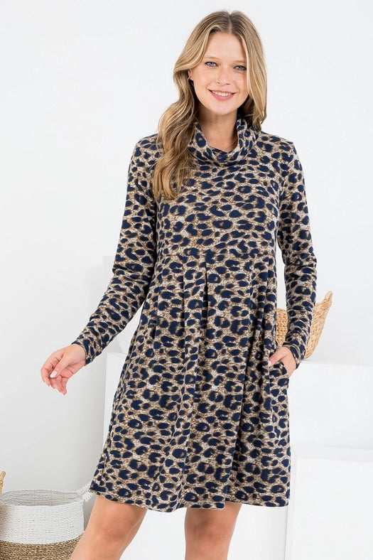 Animal Skin Print Winter Tunic Dress