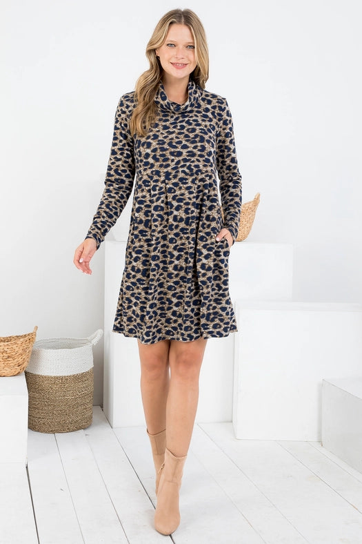 Animal Skin Print Winter Tunic Dress