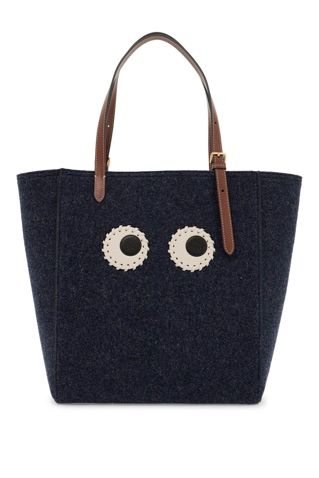 Anya Hindmarch felt tote bag with eyes design - Blue