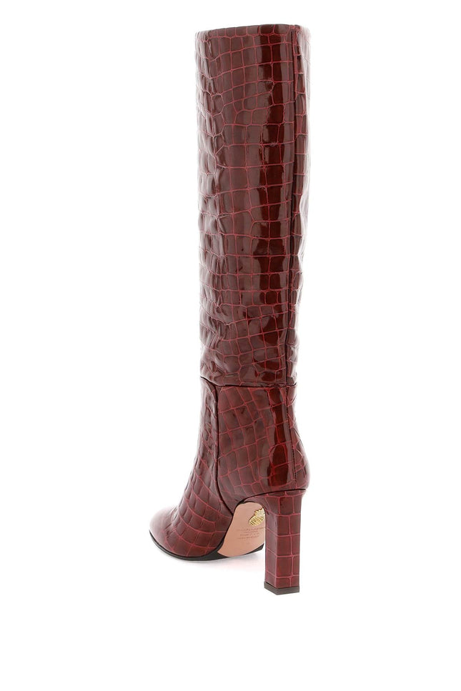 Aquazzura sellier boots in croc-embossed leather-women > shoes > boots > boots-Aquazzura-Urbanheer
