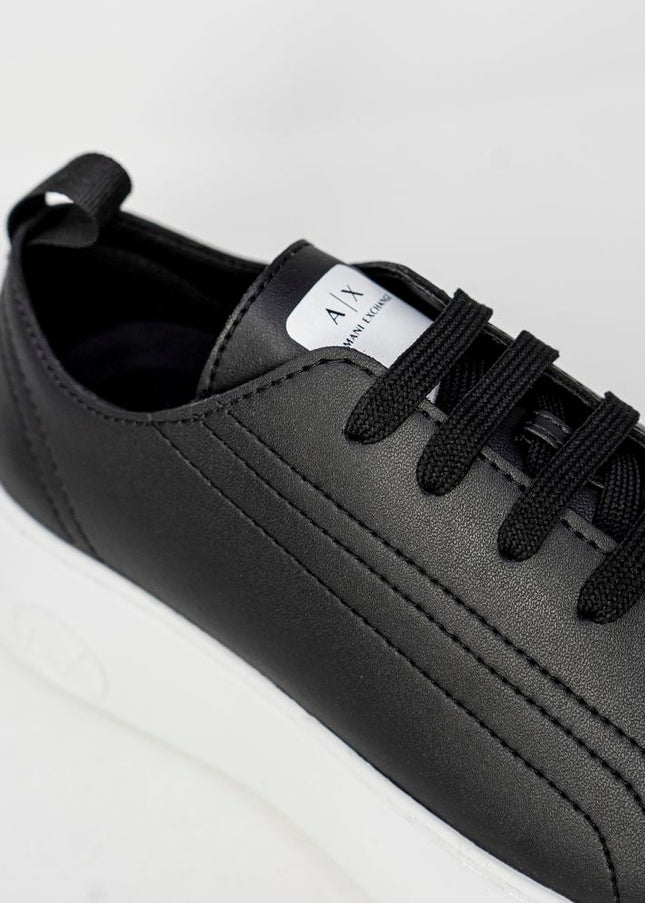 Armani Exchange Black Synthetic Leather Sneaker