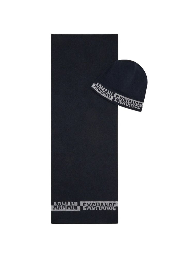 Armani Exchange Blue Wool Scarf