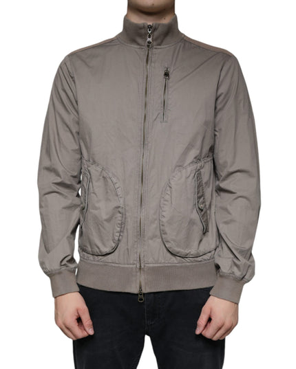 Armani Jeans Brown Cotton Full Zip Bomber Logo Jacket