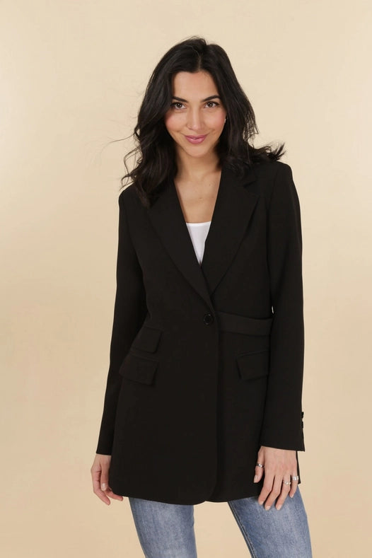 Asymmetric Plain Jacket Black