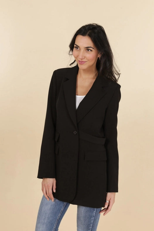 Asymmetric Plain Jacket Black