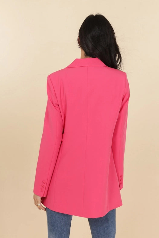 Asymmetric Plain Jacket Fuchsia