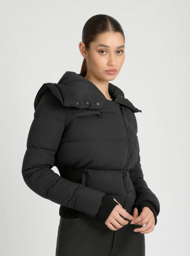 Asymmetrical Puffer Jacket Black