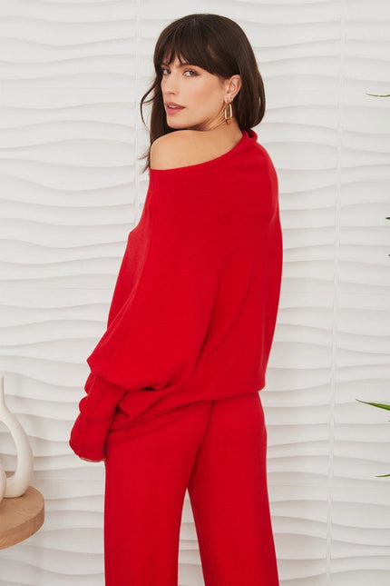 Asymmetrical Sweater RED