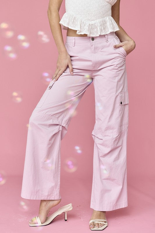 Autumn Cargo Pants Pink-Casual Pants for Women-Papermoon-S-Urbanheer