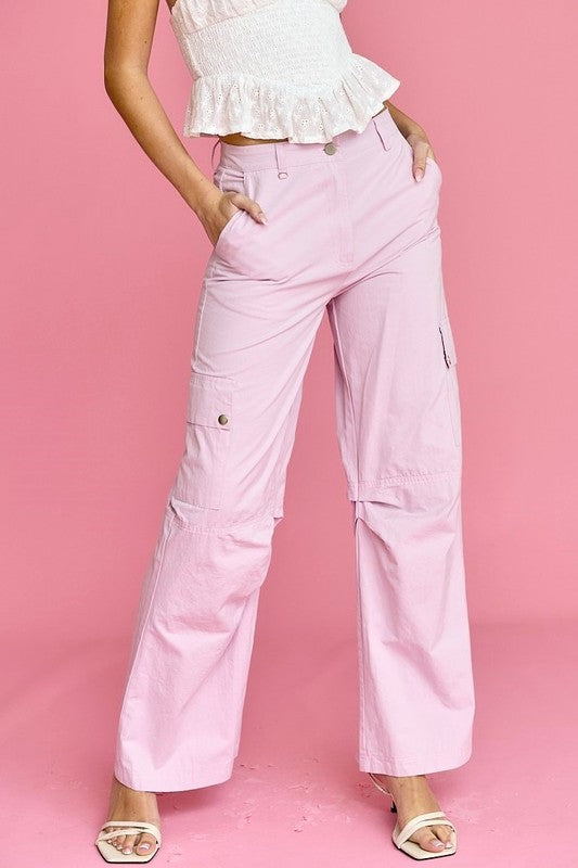 Autumn Cargo Pants Pink-Casual Pants for Women-Papermoon-Urbanheer