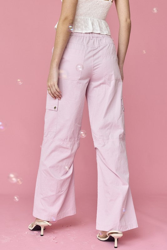 Autumn Cargo Pants Pink-Casual Pants for Women-Papermoon-Urbanheer