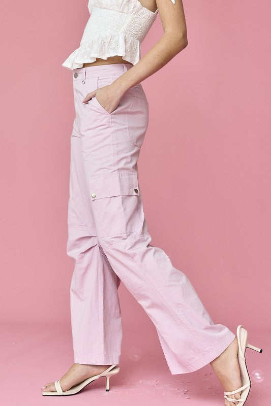 Autumn Cargo Pants Pink-Casual Pants for Women-Papermoon-Urbanheer