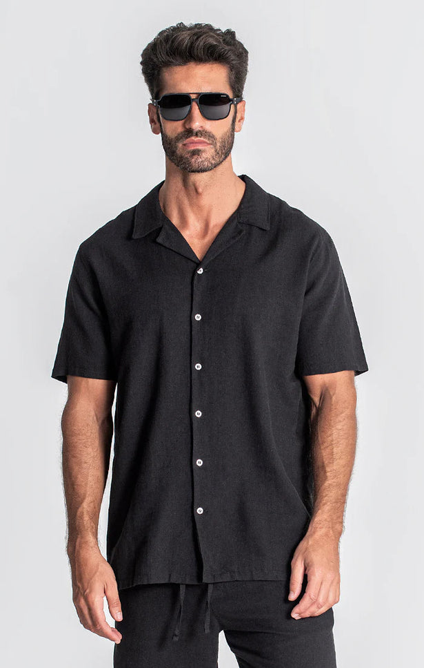 BLACK LINEN HAWAIIAN SHIRT-SHIRT-Gianni Kavanagh-XS-Urbanheer