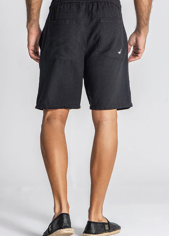 BLACK LINEN SHORTS-Men Shorts-Gianni Kavanagh-Urbanheer