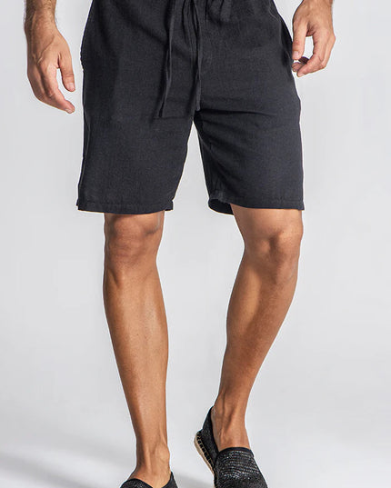 BLACK LINEN SHORTS-Men Shorts-Gianni Kavanagh-XS-Urbanheer