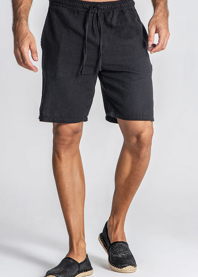 BLACK LINEN SHORTS-Men Shorts-Gianni Kavanagh-XS-Urbanheer